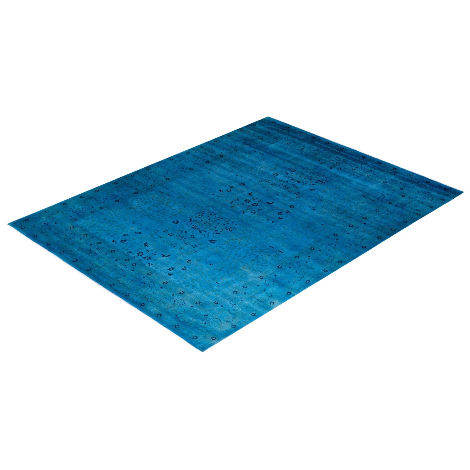 Blue OverdyedWool Rug - 9'1" X 12' 8 Blue OverdyedWool Rug - 9'1" X 12' - Image 6