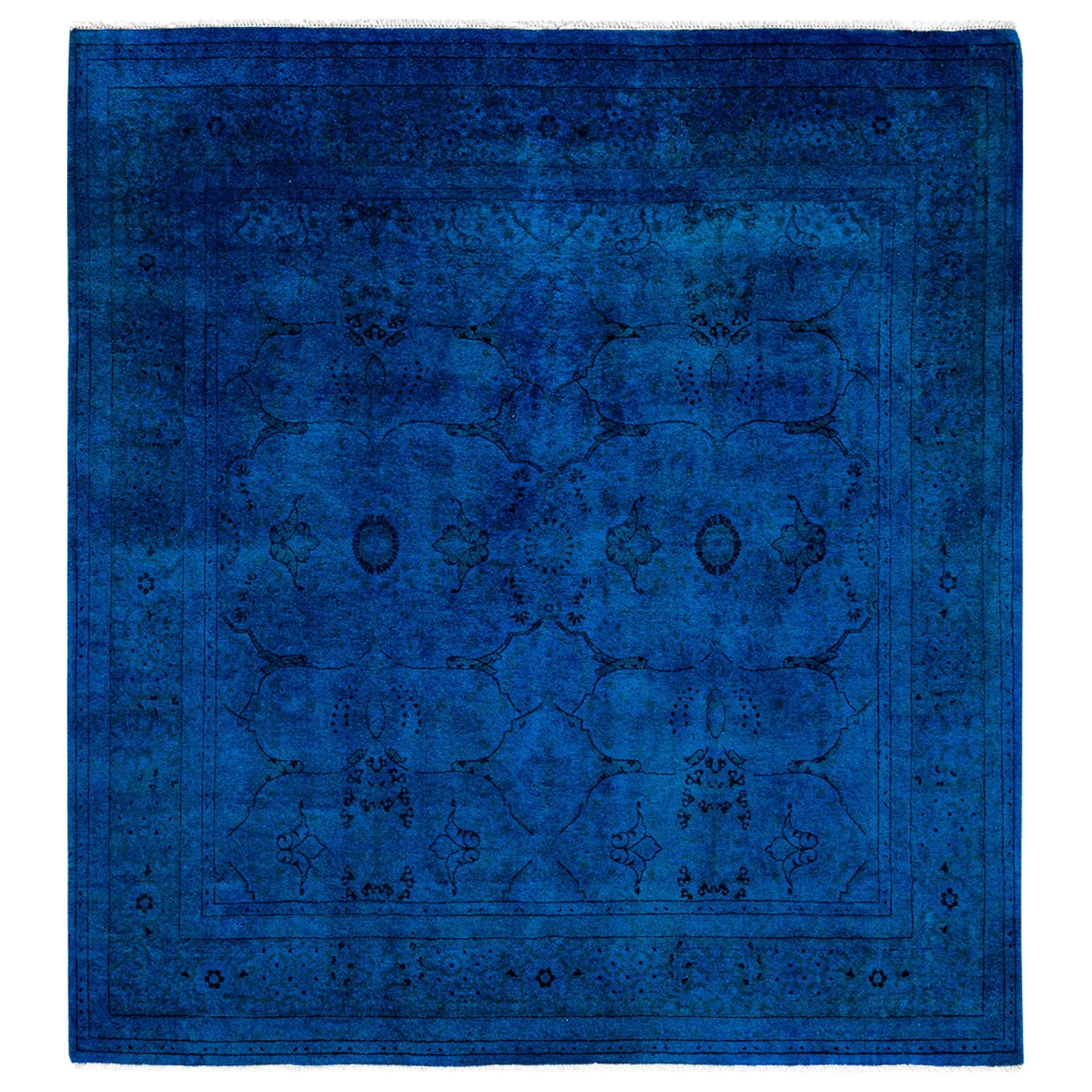 Blue Transitional Wool Rug - 5'2" X 5'6"