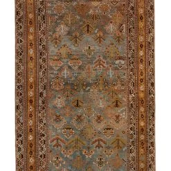 Light Blue And Orange Vintage Traditional Ghabhgaie Wool Rug - 3'4" X 11'1" 8 Light Blue And Orange Vintage Traditional Ghabhgaie Wool Rug - 3'4" X 11'1" -Home Comprehensive Shop 3044679 2