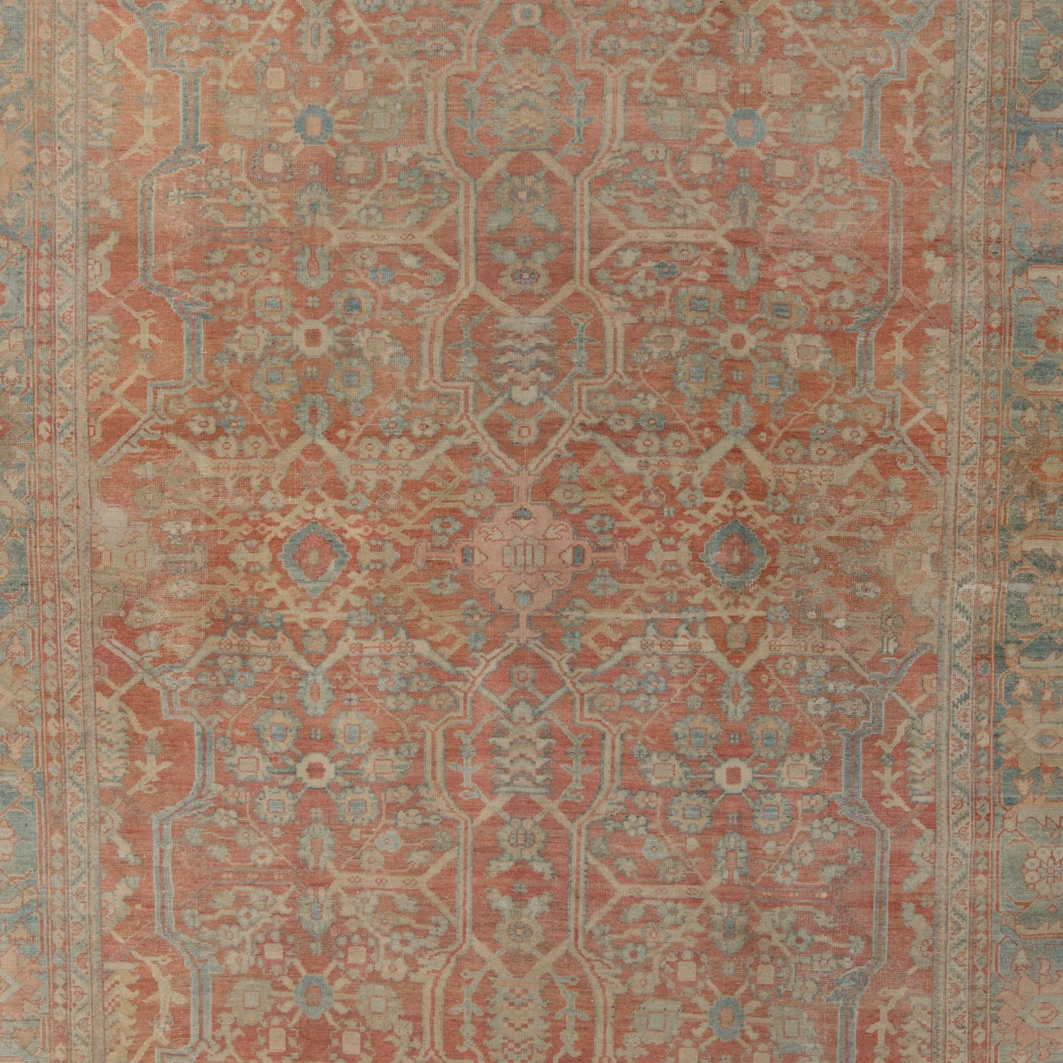 Orange And Blue Antique Traditional Sultanabad Rug -8'7" X 12'9" 4 Orange And Blue Antique Traditional Sultanabad Rug -8'7" X 12'9" - Image 2