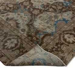 Brown And Blue Antique Traditional Tabriz Rug -9' X 11'5" 10 Brown And Blue Antique Traditional Tabriz Rug -9' X 11'5" -Home Comprehensive Shop 3045897 4