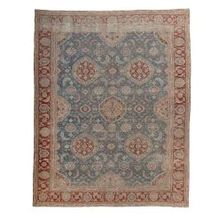 Blue And Red Antique Traditional Sultanabad Rug - 10' X 12'5"
