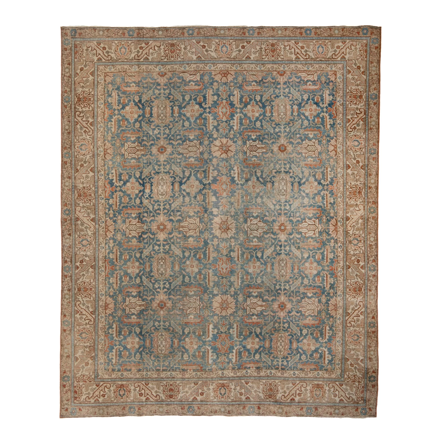 Blue Antique Traditional Tabriz Rug -8'7" X 10'8" 3 Blue Antique Traditional Tabriz Rug -8'7" X 10'8"