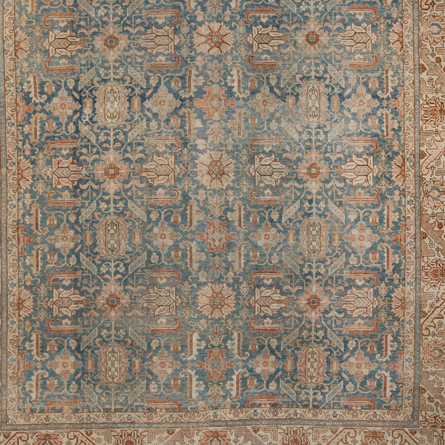 Blue Antique Traditional Tabriz Rug -8'7" X 10'8" 4 Blue Antique Traditional Tabriz Rug -8'7" X 10'8" - Image 2