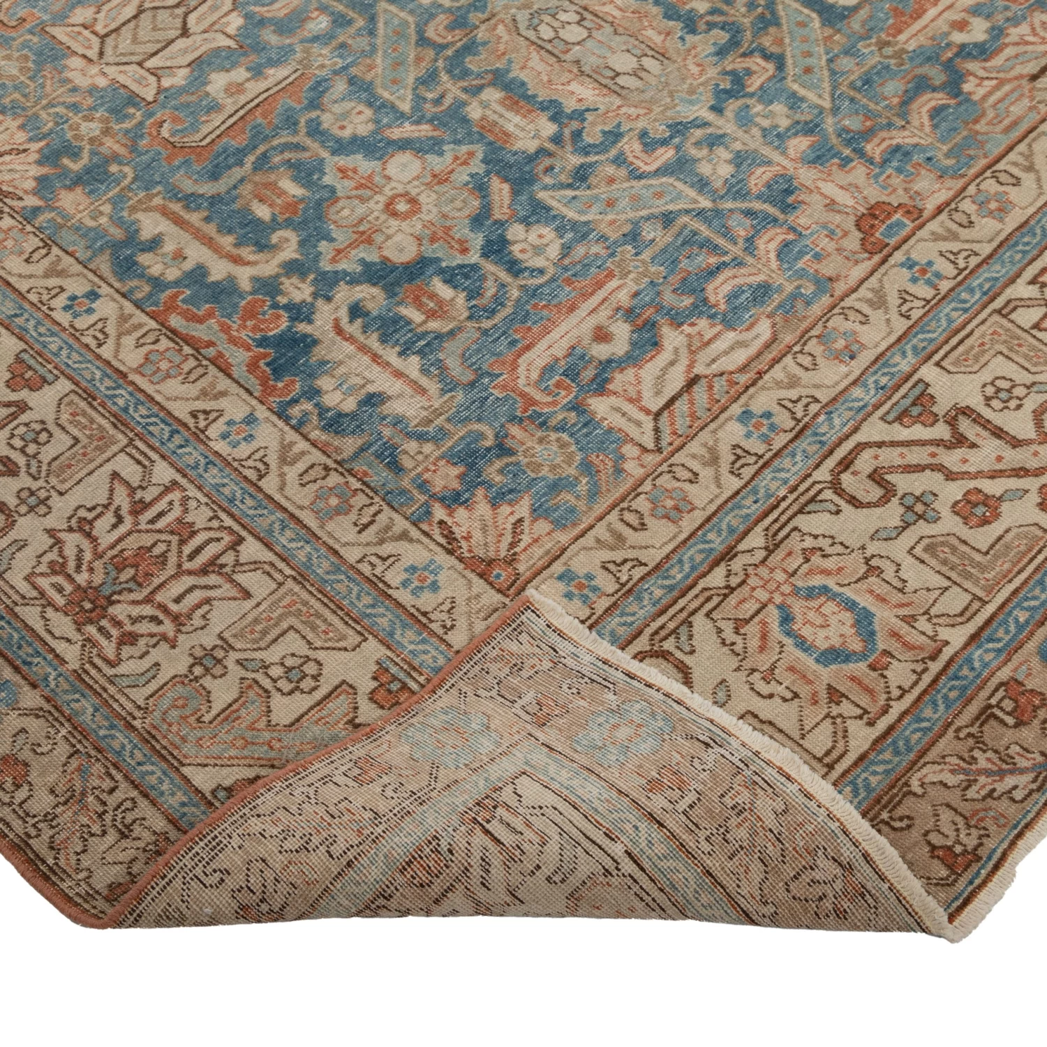 Blue Antique Traditional Tabriz Rug -8'7" X 10'8" 6 Blue Antique Traditional Tabriz Rug -8'7" X 10'8" - Image 4