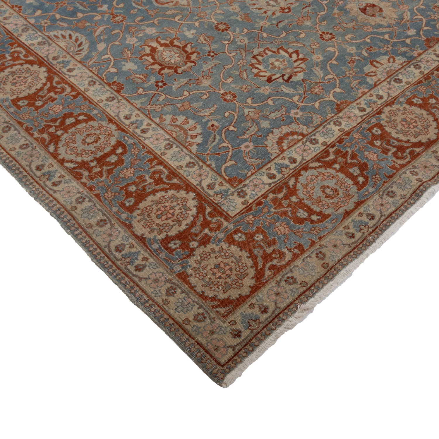Blue And Red Antique Traditional Tabriz Rug -9' X 12'10" 5 Blue And Red Antique Traditional Tabriz Rug -9' X 12'10" - Image 3