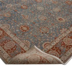 Blue And Red Antique Traditional Tabriz Rug -9' X 12'10" 10 Blue And Red Antique Traditional Tabriz Rug -9' X 12'10" -Home Comprehensive Shop 3045902 4