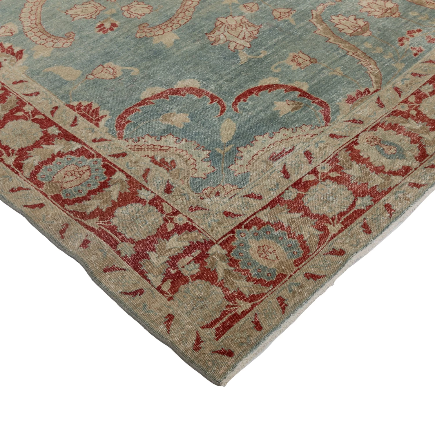 Blue And Red Antique Traditional Tabriz Rug -9' X 13'1" 5 Blue And Red Antique Traditional Tabriz Rug -9' X 13'1" - Image 3