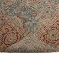 Blue And Red Antique Traditional Tabriz Rug -9'7" X 12' 10 Blue And Red Antique Traditional Tabriz Rug -9'7" X 12' -Home Comprehensive Shop 3045904 4
