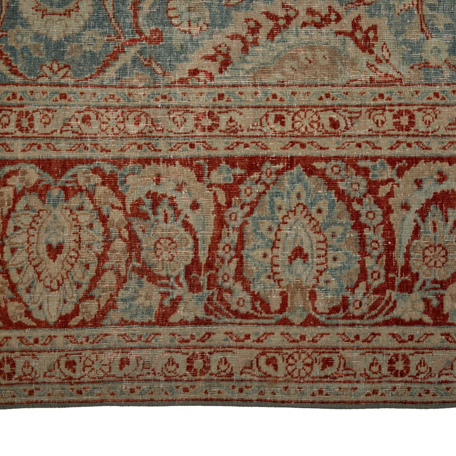 Blue And Red Antique Traditional Tabriz Rug -9'7" X 12' 7 Blue And Red Antique Traditional Tabriz Rug -9'7" X 12' - Image 5