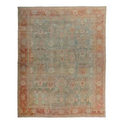 Blue And Orange Antique Traditional Sultanabad Rug - 10'8" X 13'3"