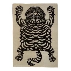Beige Tiger Modern Turkish Wool Rug - 4'3" X 5'10"
