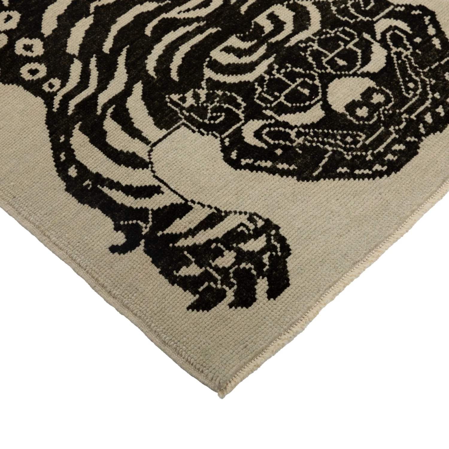Beige Tiger Modern Turkish Wool Rug - 4'3" X 5'10" 5 Beige Tiger Modern Turkish Wool Rug - 4'3" X 5'10" - Image 3