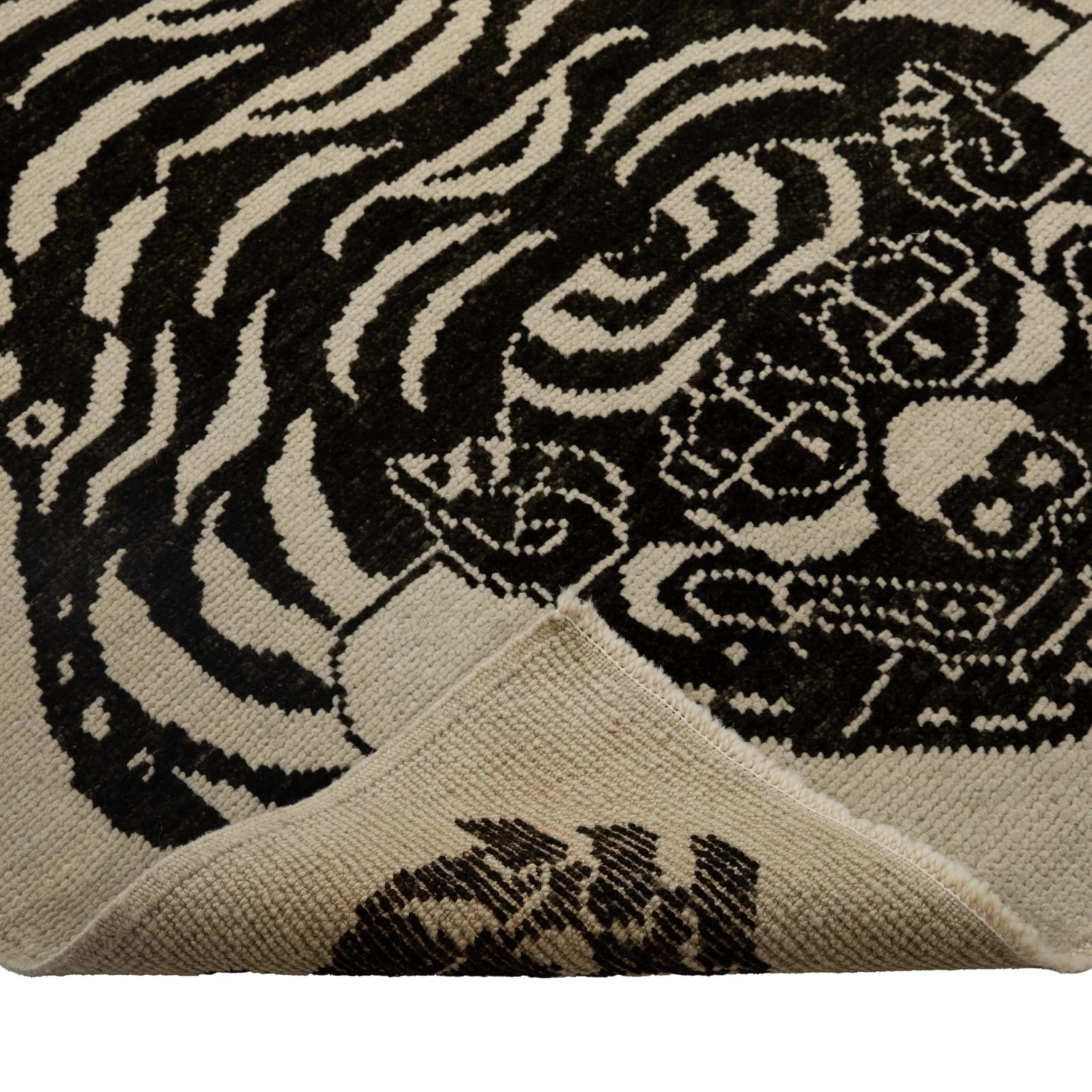Beige Tiger Modern Turkish Wool Rug - 4'3" X 5'10" 6 Beige Tiger Modern Turkish Wool Rug - 4'3" X 5'10" - Image 4