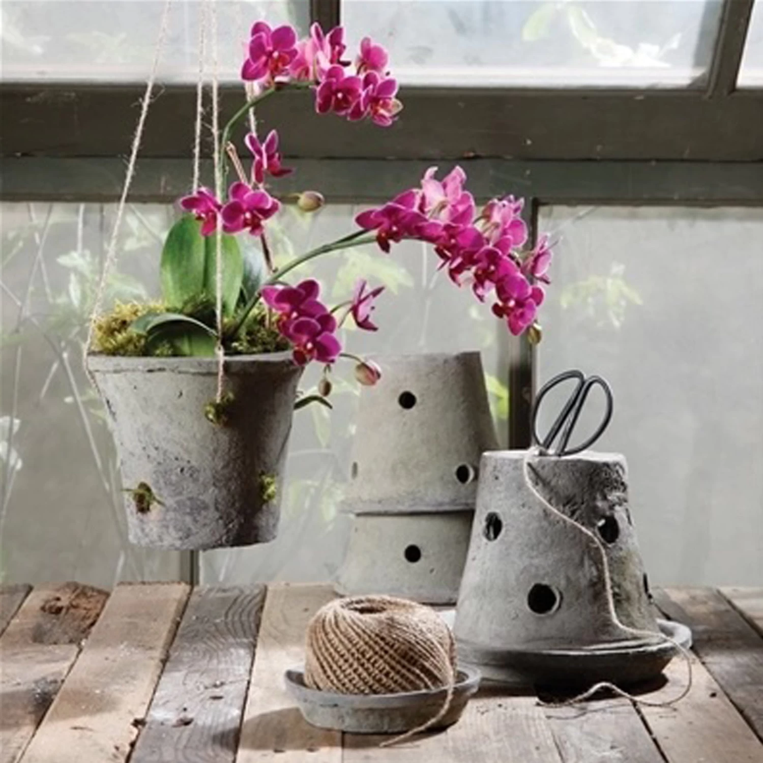 Rustic Terra Cotta Saucer, Moss Grey 4 Rustic Terra Cotta Saucer, Moss Grey - Image 2