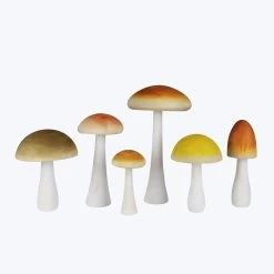 Assorted Colorful Mushrooms, Set Of 6