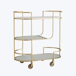 Curved Brass Bar Cart