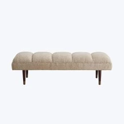 Wide Channeled Bench, Almond