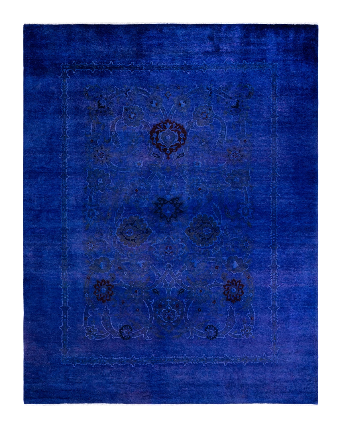 Blue Overdyed Wool Rug - 8'1" X 10'4"